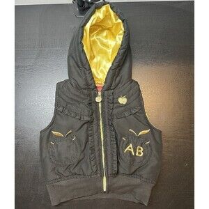 Apple Bottoms Black Hooded Vest With Faux Fur Trim Full Zip 18 Months #1271